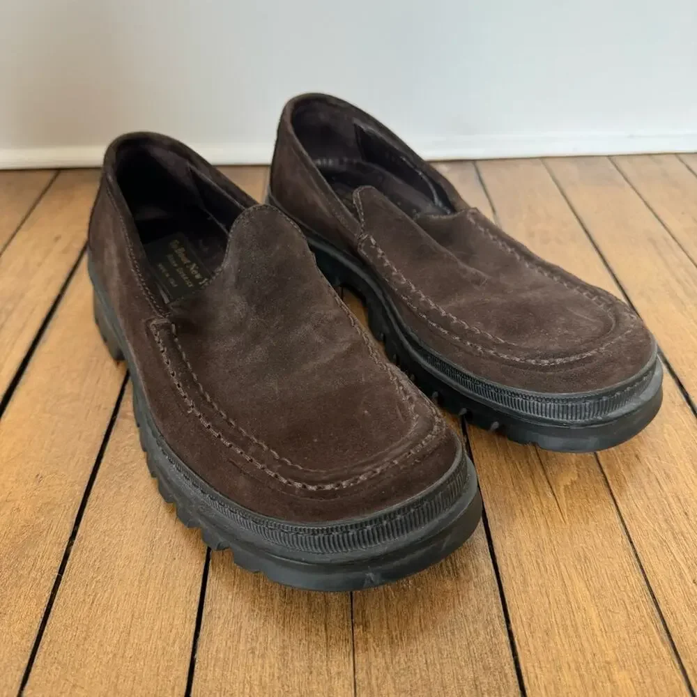 To Boot New York Adam Derrick Brown Suede Lug Sole Loafers 7